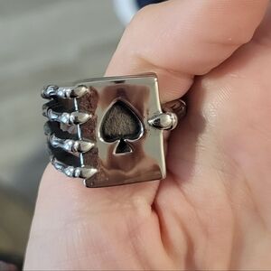 Sterling Silver Gothic Skelaton Ace of Spades Ring
